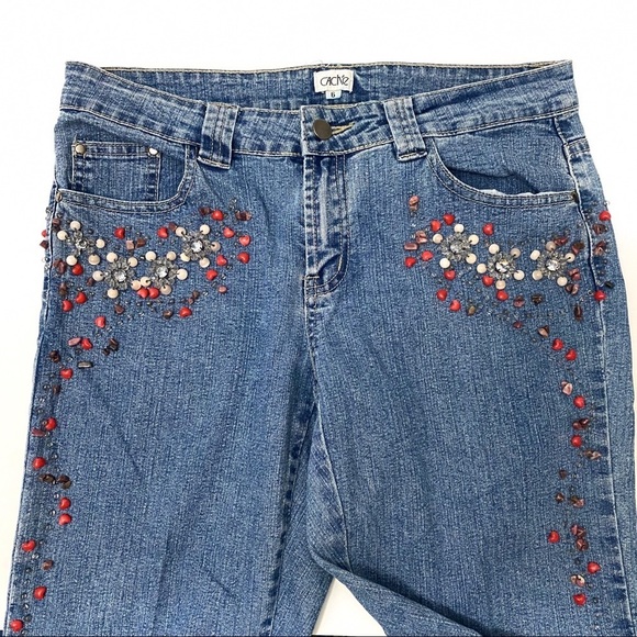 Cache High Rise Beaded Flared Leg Jeans - Picture 3 of 9